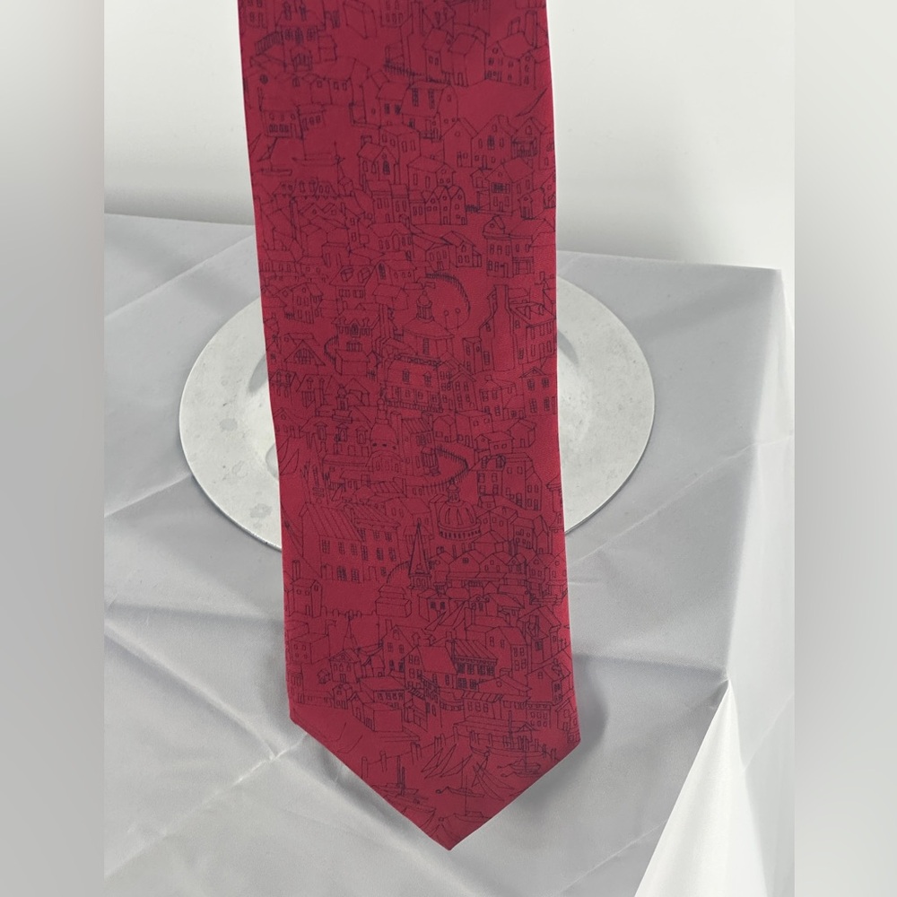 Nancy Hammond red abstract silk tie